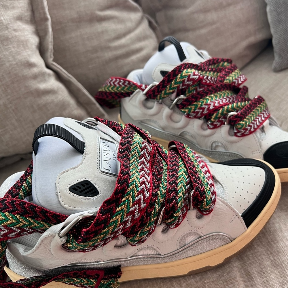 Lanvin White and Red Sneakers with Classic Design
